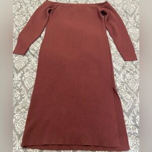 Abercrombie & Fitch Off Shoulder Burgundy Sweater Dressa